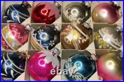 Lot VTG Glass Stencil Pictured Snow Cap CANDLE BELL BALL Christmas Ornaments US