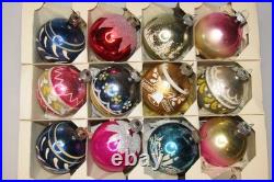 Lot VTG Glass Stencil Pictured Snow Cap CANDLE BELL BALL Christmas Ornaments US