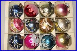 Lot VTG Glass Stencil Pictured Snow Cap CANDLE BELL BALL Christmas Ornaments US