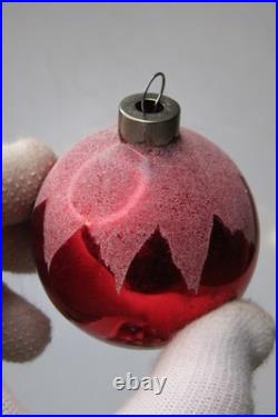Lot VTG Glass Stencil Pictured Snow Cap CANDLE BELL BALL Christmas Ornaments US