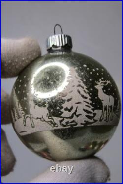 Lot VTG Glass Stencil Pictured Snow Cap CANDLE BELL BALL Christmas Ornaments US
