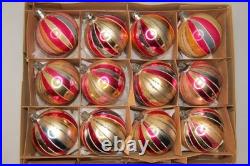Lot VTG Glass Striped HARLEQUIN Glitter BALL Christmas Ornaments Fantasia Poland
