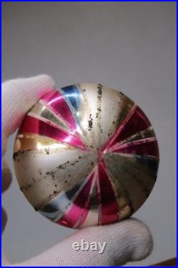 Lot VTG Glass Striped HARLEQUIN Glitter BALL Christmas Ornaments Fantasia Poland