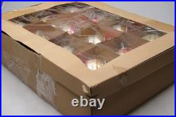 Lot VTG Glass Striped HARLEQUIN Glitter BALL Christmas Ornaments Fantasia Poland