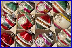 Lot VTG Glass Striped Indent TORNADO LANTERN BALL Christmas Ornament Shiny Brite