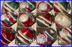 Lot VTG Glass Striped Indent TORNADO LANTERN BALL Christmas Ornament Shiny Brite
