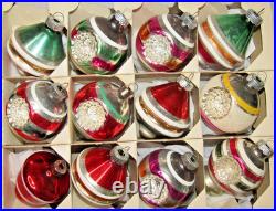 Lot VTG Glass Striped Indent TORNADO LANTERN BALL Christmas Ornament Shiny Brite