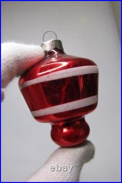 Lot VTG Glass Striped Indent TORNADO LANTERN BALL Christmas Ornament Shiny Brite
