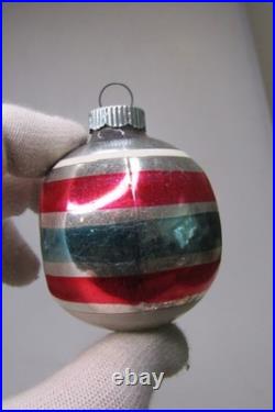 Lot VTG Glass Striped Indent TORNADO LANTERN BALL Christmas Ornament Shiny Brite