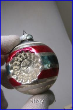 Lot VTG Glass Striped Indent TORNADO LANTERN BALL Christmas Ornament Shiny Brite