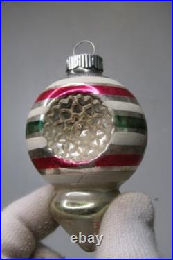 Lot VTG Glass Striped Indent TORNADO LANTERN BALL Christmas Ornament Shiny Brite