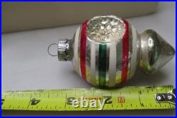 Lot VTG Glass Striped Indent TORNADO LANTERN BALL Christmas Ornament Shiny Brite