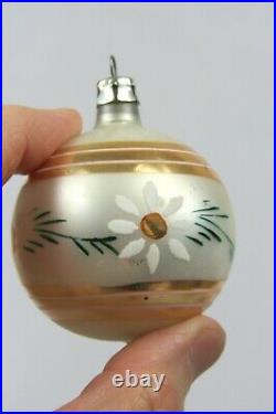Lot VTG Mercury Glass Pictured DAISIES Ball Christmas Ornament Fantasia Poland