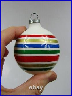 Lot VTG Mercury & Unsilvered Glass Stiped BALL Christmas Ornaments Corning