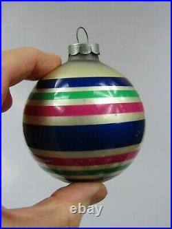 Lot VTG Mercury & Unsilvered Glass Stiped BALL Christmas Ornaments Corning