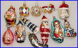 Lot VTG Modern Glass Figurine SANTA JESUS CLOWN CAT DRUM Christmas Ornaments