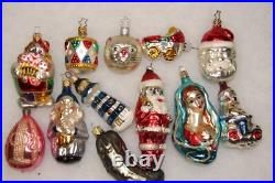 Lot VTG Modern Glass Figurine SANTA JESUS CLOWN CAT DRUM Christmas Ornaments