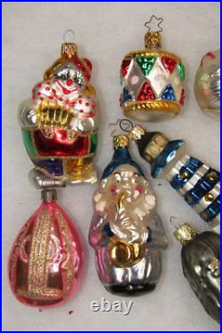 Lot VTG Modern Glass Figurine SANTA JESUS CLOWN CAT DRUM Christmas Ornaments