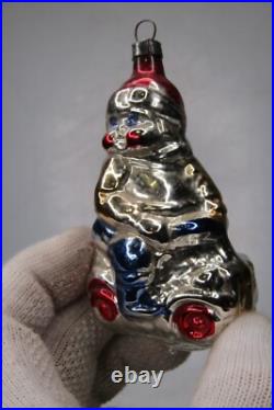 Lot VTG Modern Glass Figurine SANTA JESUS CLOWN CAT DRUM Christmas Ornaments