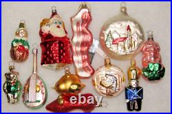 Lot VTG Modern Glass Figurine SANTA NATIVITY PIGGY BEAR BIRD Christmas Ornaments