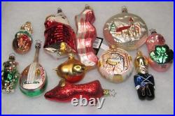 Lot VTG Modern Glass Figurine SANTA NATIVITY PIGGY BEAR BIRD Christmas Ornaments