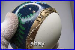 Lot VTG Modern Glass Pictured Glitter FLOWER Jumbo 4 BALL Christmas Ornament #2