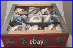 Lot VTG Modern Glass Pictured Glitter FLOWER Jumbo 4 BALL Christmas Ornament #2