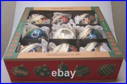 Lot VTG Modern Glass Pictured Glitter FLOWER Jumbo 4 BALL Christmas Ornament #2