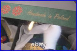 Lot VTG Modern Glass Pictured Glitter FLOWER Jumbo 4 BALL Christmas Ornament #2