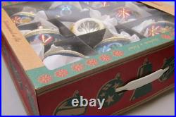 Lot VTG Modern Glass Pictured Glitter FLOWER Jumbo 4 BALL Christmas Ornament #2