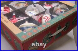 Lot VTG Modern Glass Pictured Glitter FLOWER Jumbo 4 BALL Christmas Ornament #3