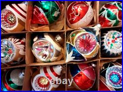 Lot VTG Modern Glass Pictured Glitter Indent DROP Christmas Ornament Poland Lot VTG Modern Glass Pictured Glitter Indent DROP Christmas Ornament Poland