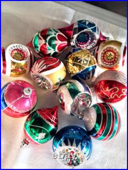 Lot VTG Modern Glass Pictured Glitter Indent DROP Christmas Ornament Poland Lot VTG Modern Glass Pictured Glitter Indent DROP Christmas Ornament Poland