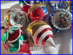 Lot VTG Modern Glass Pictured Glitter Indent DROP Christmas Ornament Poland