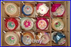 Lot VTG Pictured Glass Indent BIRD FLOWER DROP BALL Christmas Ornaments Poland Lot VTG Pictured Glass Indent BIRD FLOWER DROP BALL Christmas Ornaments Poland