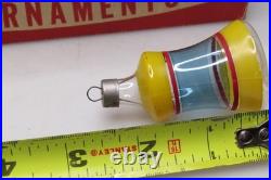 Lot VTG Unsilvered Glass Indent DROP RAILROAD BELL Christmas Ornament Premier