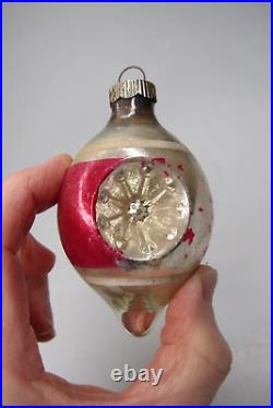 Lot Vintage Blown Glass Double Indent TEARDROP Christmas Ornaments Shiny Brite