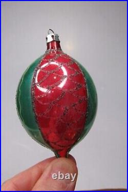 Lot Vintage Blown Glass Indent Pictured DROP BALL Christmas Ornament Poland