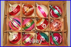 Lot Vintage Blown Glass Pictured Mica Teardrops Balls Christmas Ornament Poland