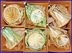 Lot Vintage Glass Assorted Indent BALL DROP BELL Mica Christmas Ornament Germany Lot Vintage Glass Assorted Indent BALL DROP BELL Mica Christmas Ornament Germany