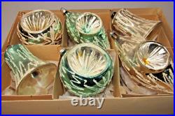 Lot Vintage Glass Assorted Indent BALL DROP BELL Mica Christmas Ornament Germany Lot Vintage Glass Assorted Indent BALL DROP BELL Mica Christmas Ornament Germany