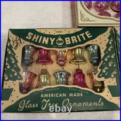 Lot Vintage Glass Assorted Mica BELL DROP BALL Christmas Ornament Shiny Brite