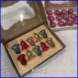 Lot Vintage Glass Assorted Mica BELL DROP BALL Christmas Ornament Shiny Brite