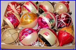 Lot Vintage Glass Assorted Pictured Flowery BALL DROP Christmas Ornaments Poland