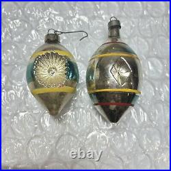 Lot Vintage Glass BARREL Indent Drop Lantern Christmas Ornament 9 USA made