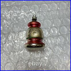 Lot Vintage Glass BARREL Indent Drop Lantern Christmas Ornament 9 USA made