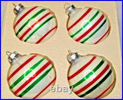 Lot Vintage Glass Color Stripes Pictured Matte BALL Christmas Ornaments USA