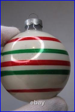 Lot Vintage Glass Color Stripes Pictured Matte BALL Christmas Ornaments USA