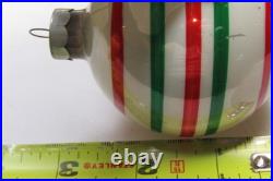 Lot Vintage Glass Color Stripes Pictured Matte BALL Christmas Ornaments USA