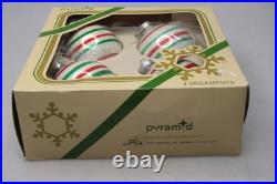 Lot Vintage Glass Color Stripes Pictured Matte BALL Christmas Ornaments USA